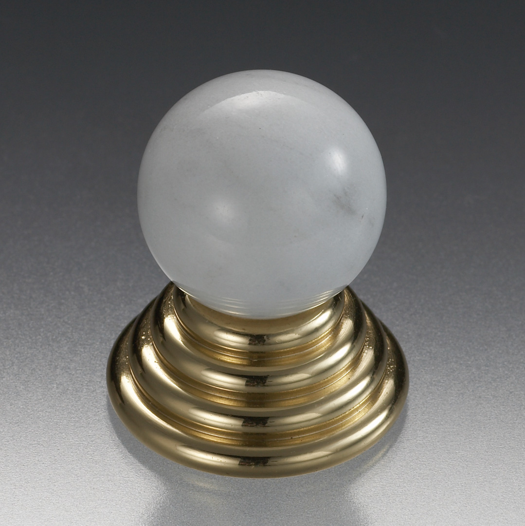 大理石つまみ（球形） KTH-B139 大理石／真鍮 ホワイト/真鍮磨き