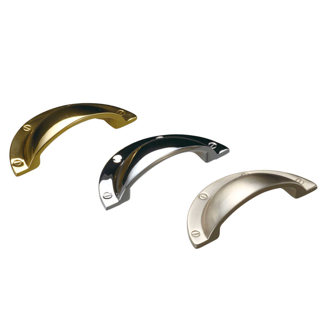 カップ取っ手ハンドル・取っ手 KTH-C006、KTH-C007、KTH-C008 黄銅（真鍮） サテンニッケルめっき